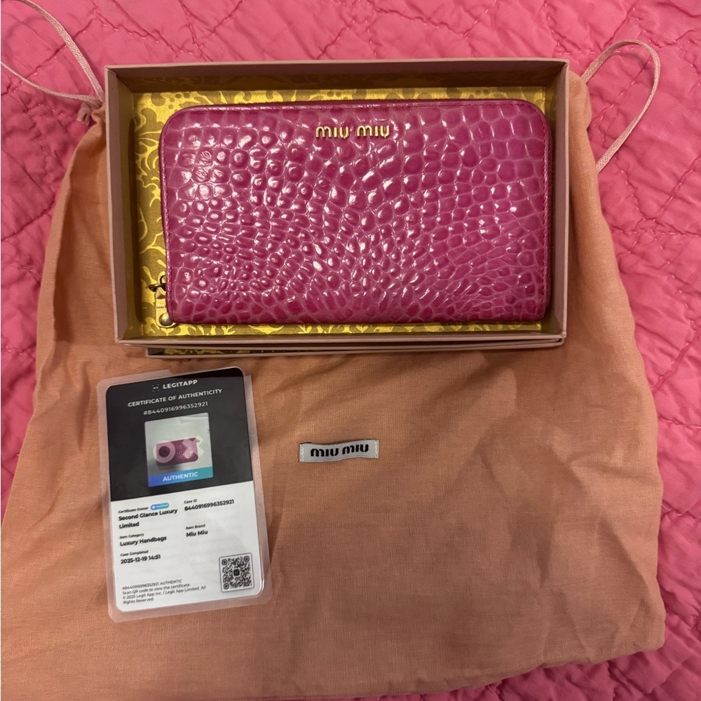 Miu Miu Fuchsia Zip-Around Wallet